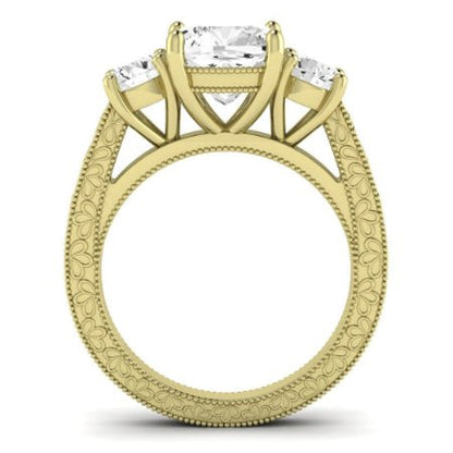 Belladonna Moissanite Matching Band Only (does Not Include Engagement Ring) For Ring With Cushion Center yellowgold