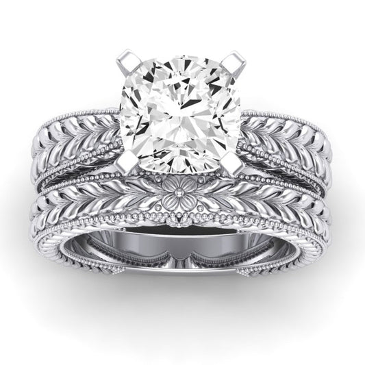 Azalea Moissanite Matching Band Only (does Not Include Engagement Ring) For Ring With Cushion Center whitegold
