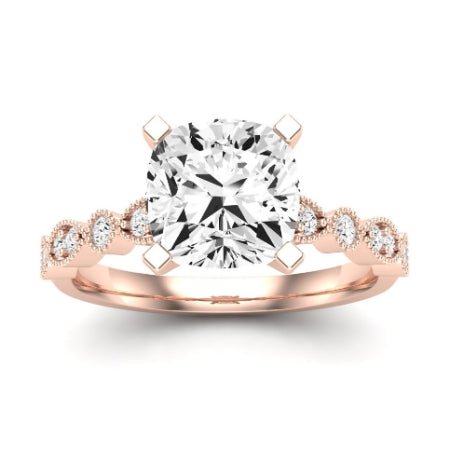 Marigold Moissanite Matching Band Only (does Not Include Engagement Ring) For Ring With Cushion Center rosegold