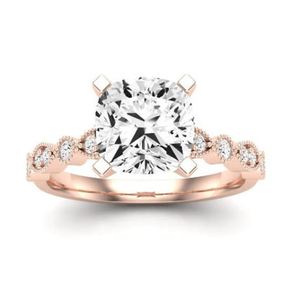 Marigold Moissanite Matching Band Only (does Not Include Engagement Ring) For Ring With Cushion Center rosegold