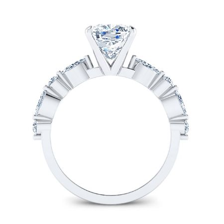 Redbud Moissanite Matching Band Only (engagement Ring Not Included) For Ring With Cushion Center whitegold