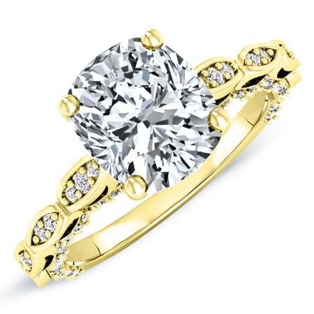 Peregrine Moissanite Matching Band Only (engagement Ring Not Included) For Ring With Cushion Center yellowgold