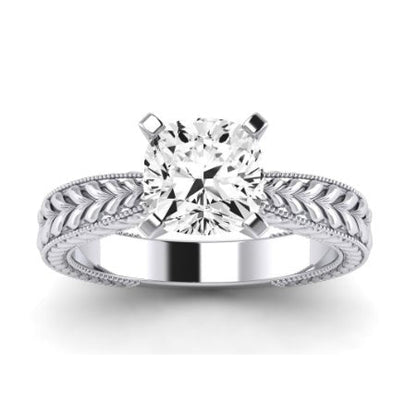 Azalea Moissanite Matching Band Only (does Not Include Engagement Ring) For Ring With Cushion Center whitegold