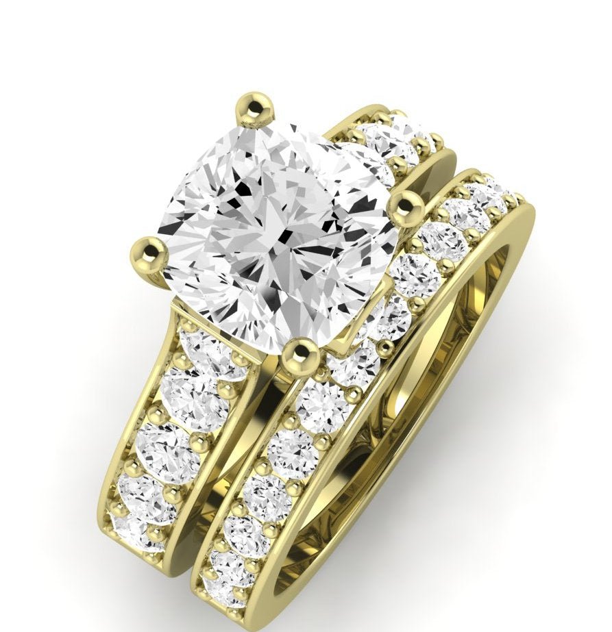 Calluna Moissanite Matching Band Only (does Not Include Engagement Ring) For Ring With Cushion Center yellowgold