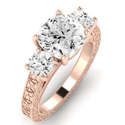 Belladonna Moissanite Matching Band Only (does Not Include Engagement Ring) For Ring With Cushion Center rosegold