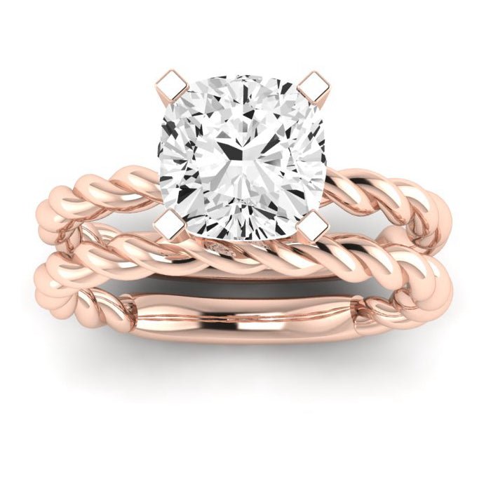 Balsam Moissanite Matching Band Only (does Not Include Engagement Ring) For Ring With Cushion Center rosegold