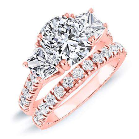 Marjoram Moissanite Matching Band Only (engagement Ring Not Included) For Ring With Cushion Center rosegold