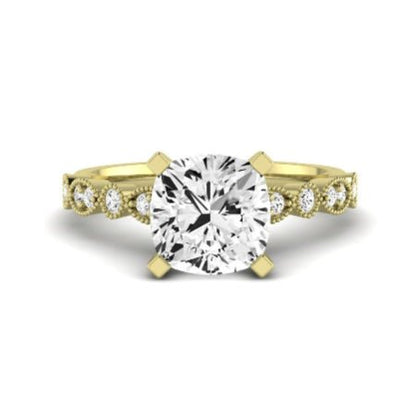 Marigold Moissanite Matching Band Only (does Not Include Engagement Ring) For Ring With Cushion Center yellowgold
