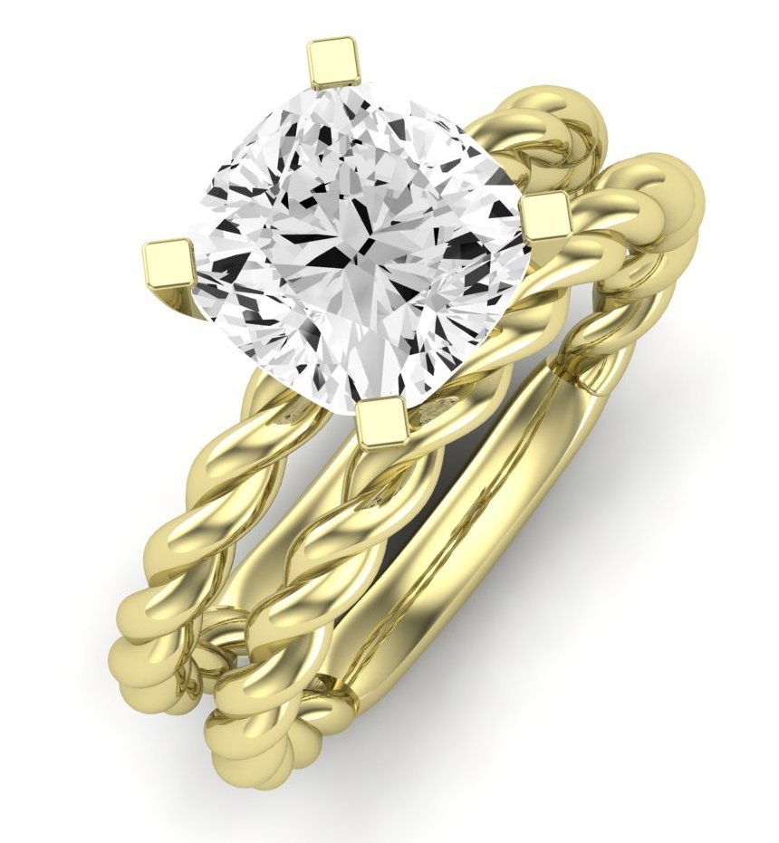 Balsam Moissanite Matching Band Only (does Not Include Engagement Ring) For Ring With Cushion Center yellowgold