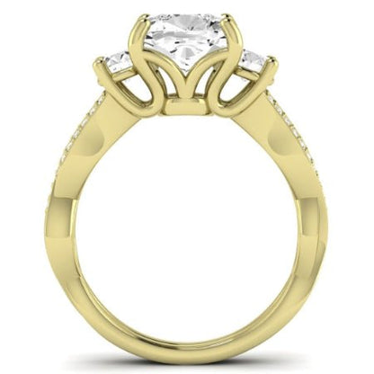Bottlebrush Moissanite Matching Band Only (does Not Include Engagement Ring) For Ring With Cushion Center yellowgold