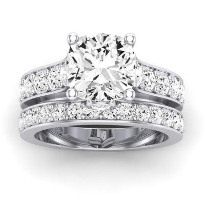 Calluna Moissanite Matching Band Only (does Not Include Engagement Ring) For Ring With Cushion Center whitegold