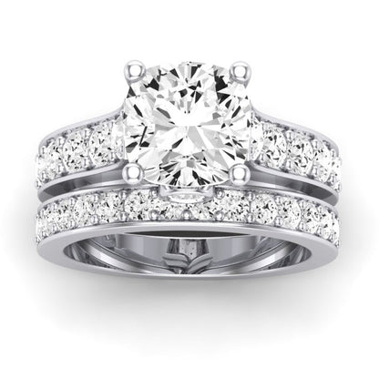 Calluna Moissanite Matching Band Only (does Not Include Engagement Ring) For Ring With Cushion Center whitegold