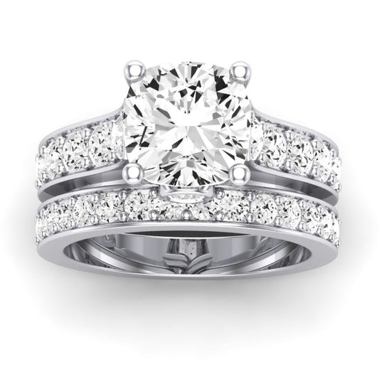 Calluna Moissanite Matching Band Only (does Not Include Engagement Ring) For Ring With Cushion Center whitegold