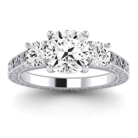 Belladonna Moissanite Matching Band Only (does Not Include Engagement Ring) For Ring With Cushion Center whitegold