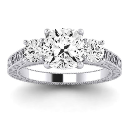 Belladonna Moissanite Matching Band Only (does Not Include Engagement Ring) For Ring With Cushion Center whitegold