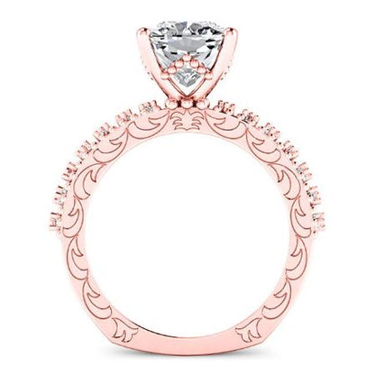Carmel Moissanite Matching Band Only (engagement Ring Not Included) For Ring With Cushion Center rosegold