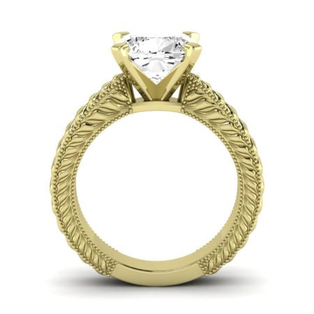 Azalea Moissanite Matching Band Only (does Not Include Engagement Ring) For Ring With Cushion Center yellowgold