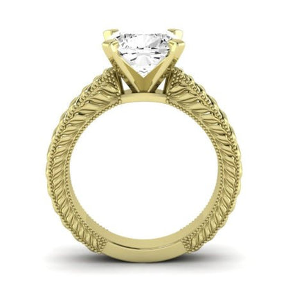 Azalea Moissanite Matching Band Only (does Not Include Engagement Ring) For Ring With Cushion Center yellowgold