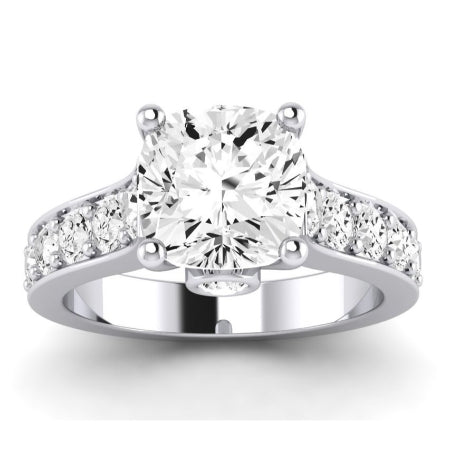 Calluna Moissanite Matching Band Only (does Not Include Engagement Ring) For Ring With Cushion Center whitegold
