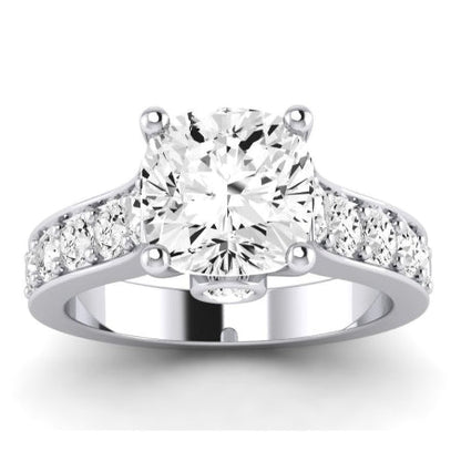 Calluna Moissanite Matching Band Only (does Not Include Engagement Ring) For Ring With Cushion Center whitegold