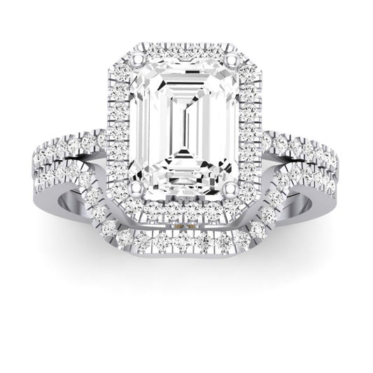 Bergenia Moissanite Matching Band Only (does Not Include Engagement Ring ) For Ring With Emerald Center whitegold