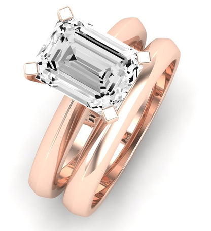 Senna Moissanite Matching Band Only ( Engagement Ring Not Included) For Ring With Emerald Center rosegold