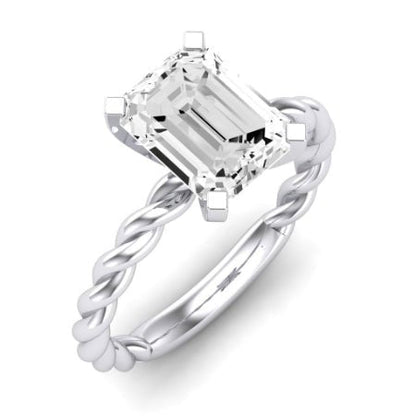 Balsam Moissanite Matching Band Only ( Engagement Ring Not Included)   For Ring With Emerald Center whitegold