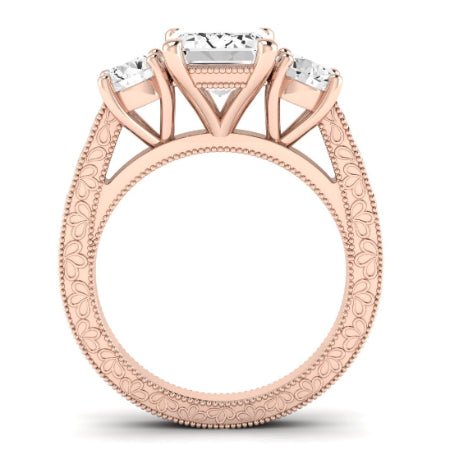 Belladonna Moissanite Matching Band Only (does Not Include Engagement Ring) For Ring With Emerald Center rosegold