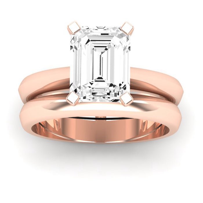 Senna Moissanite Matching Band Only ( Engagement Ring Not Included) For Ring With Emerald Center rosegold