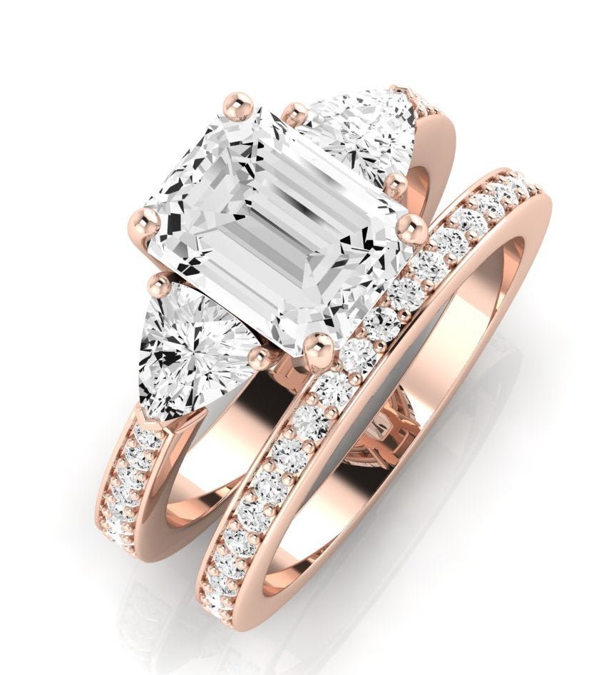 Snowdonia Moissanite Matching Band Only (engagement Ring Not Included) For Ring With Emerald Center rosegold