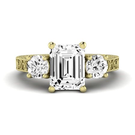 Belladonna Moissanite Matching Band Only (does Not Include Engagement Ring) For Ring With Emerald Center yellowgold