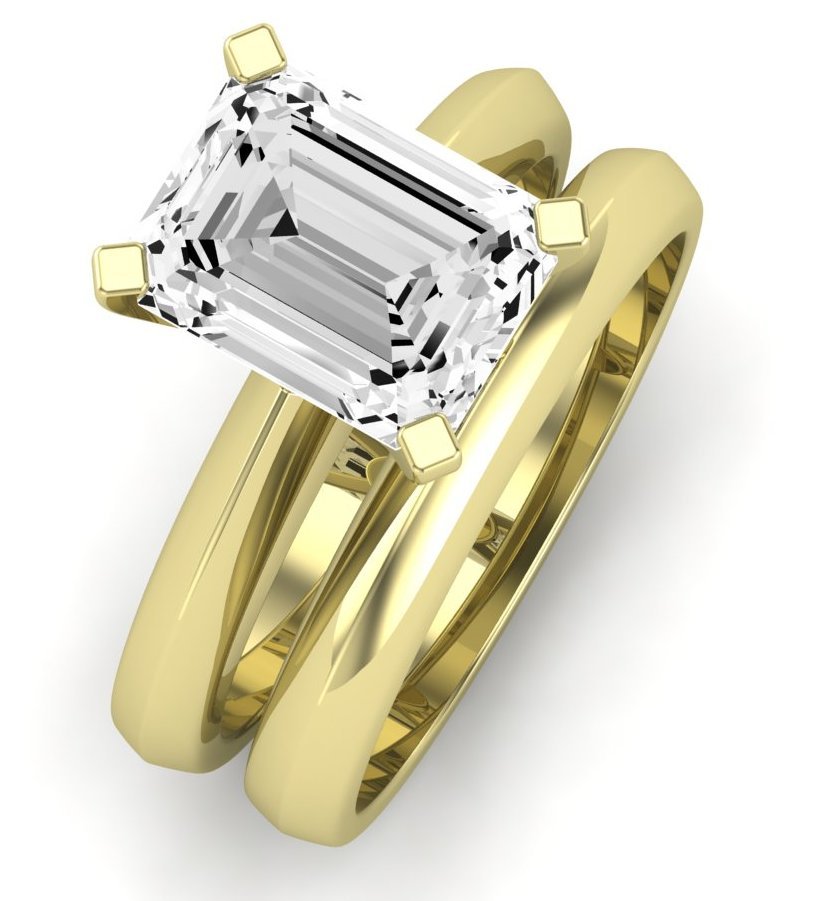 Senna Moissanite Matching Band Only ( Engagement Ring Not Included) For Ring With Emerald Center yellowgold