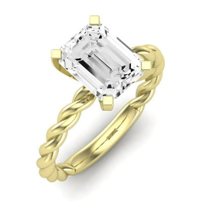 Balsam Moissanite Matching Band Only ( Engagement Ring Not Included)   For Ring With Emerald Center yellowgold