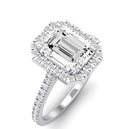Columbine Moissanite Matching Band Only (does Not Include Engagement Ring)  For Ring With Emerald Center whitegold