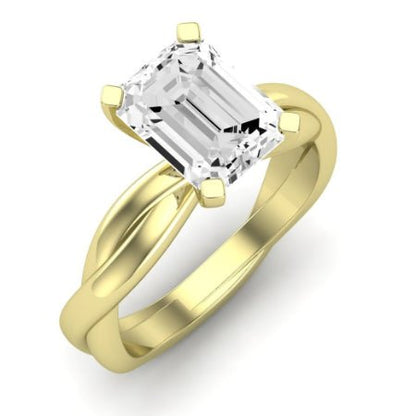 Baneberry Moissanite Matching Band Only (does Not Include Engagement Ring)  For Ring With Emerald Center yellowgold