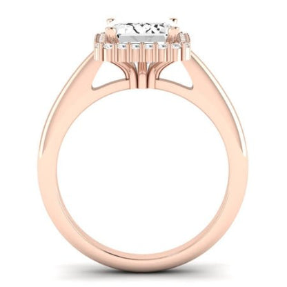 Calla Lily Moissanite Matching Band Only (does Not Include Engagement Ring) For Ring With Emerald Center rosegold