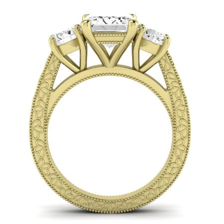 Belladonna Moissanite Matching Band Only (does Not Include Engagement Ring) For Ring With Emerald Center yellowgold