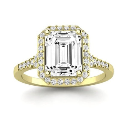 Desert Rose Moissanite Matching Band Only (engagement Ring Not Included) For Ring With Emerald Center yellowgold