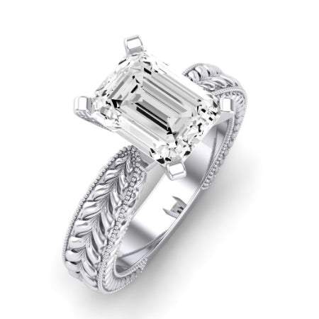 Azalea Moissanite Matching Band Only (does Not Include Engagement Ring) For Ring With Emerald Center whitegold