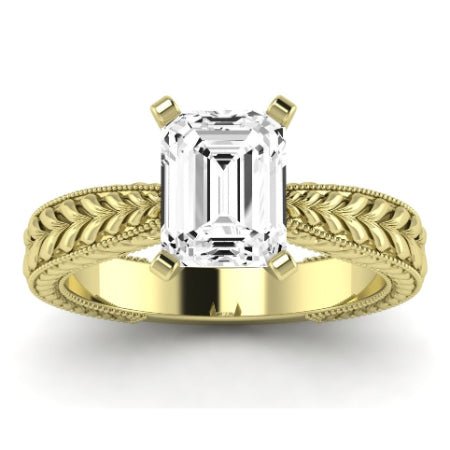 Azalea Moissanite Matching Band Only (does Not Include Engagement Ring) For Ring With Emerald Center yellowgold