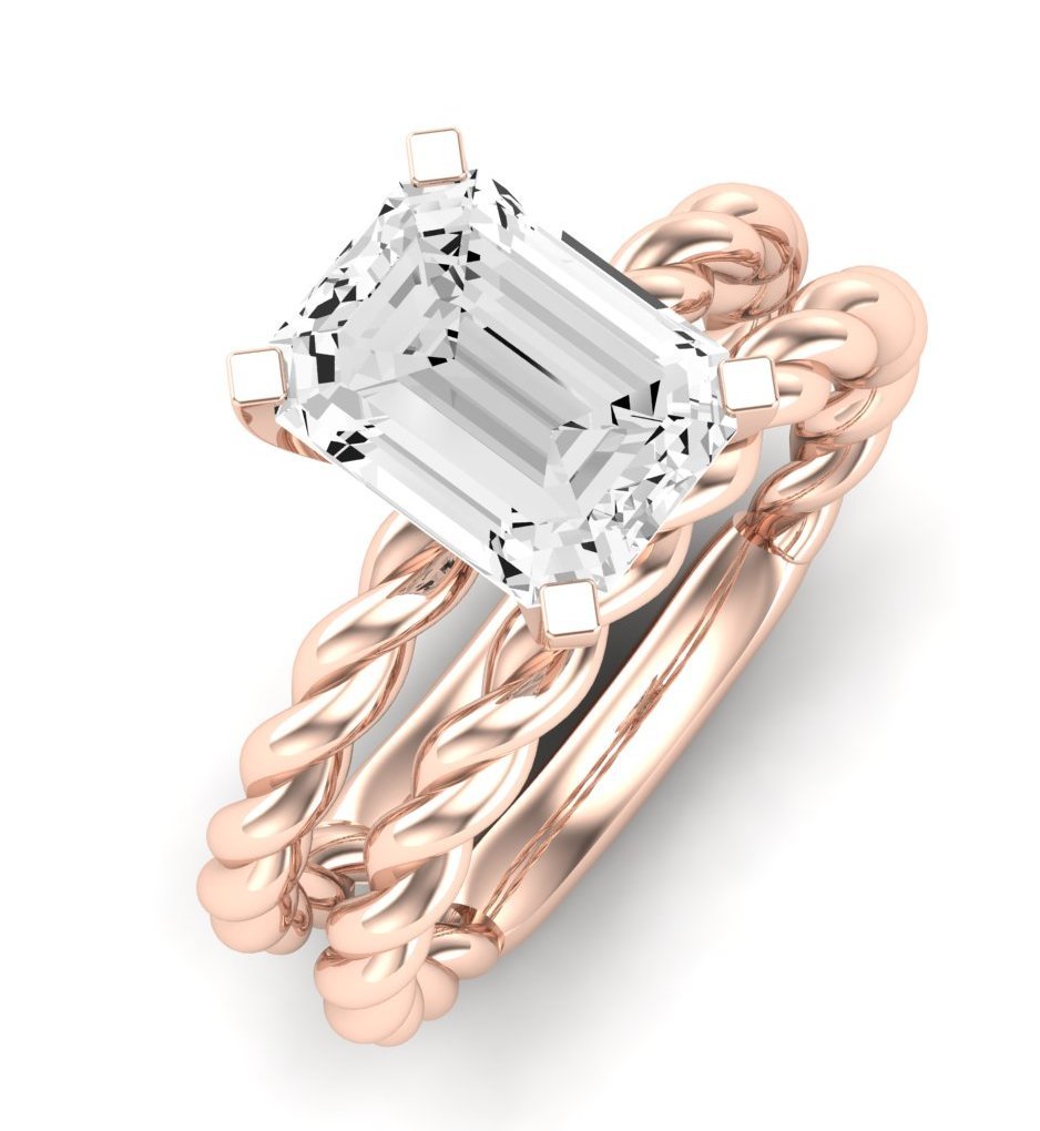 Balsam Moissanite Matching Band Only ( Engagement Ring Not Included)   For Ring With Emerald Center rosegold