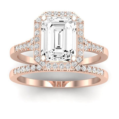 Desert Rose Moissanite Matching Band Only (engagement Ring Not Included) For Ring With Emerald Center rosegold