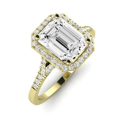 Desert Rose Moissanite Matching Band Only (engagement Ring Not Included) For Ring With Emerald Center yellowgold