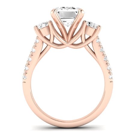 Primrose Moissanite Matching Band Only ( Engagement Ring Not Included) For Ring With Emerald Center rosegold