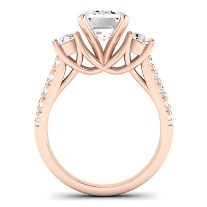Primrose Moissanite Matching Band Only ( Engagement Ring Not Included) For Ring With Emerald Center rosegold