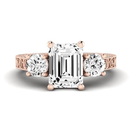 Belladonna Moissanite Matching Band Only (does Not Include Engagement Ring) For Ring With Emerald Center rosegold