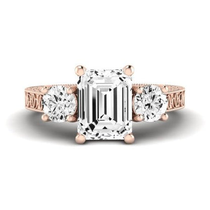 Belladonna Moissanite Matching Band Only (does Not Include Engagement Ring) For Ring With Emerald Center rosegold