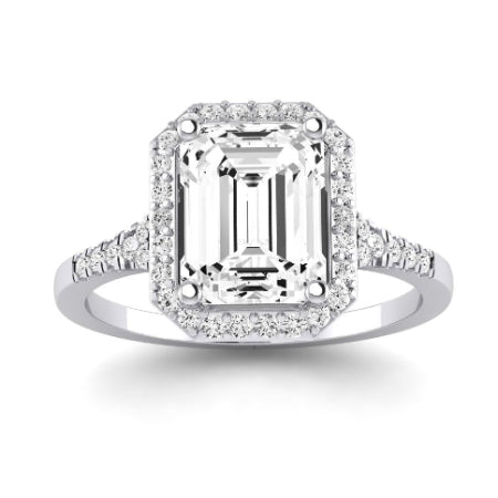 Desert Rose Moissanite Matching Band Only (engagement Ring Not Included) For Ring With Emerald Center whitegold