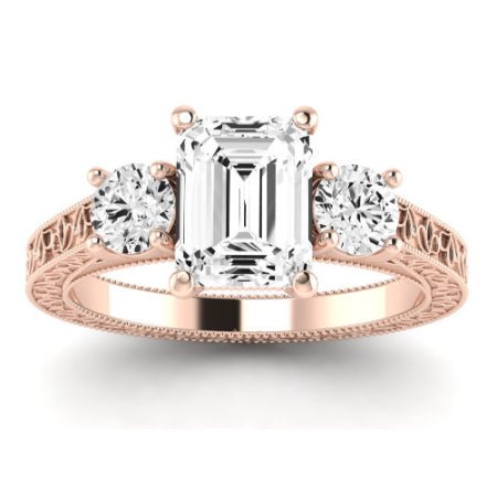Belladonna Moissanite Matching Band Only (does Not Include Engagement Ring) For Ring With Emerald Center rosegold
