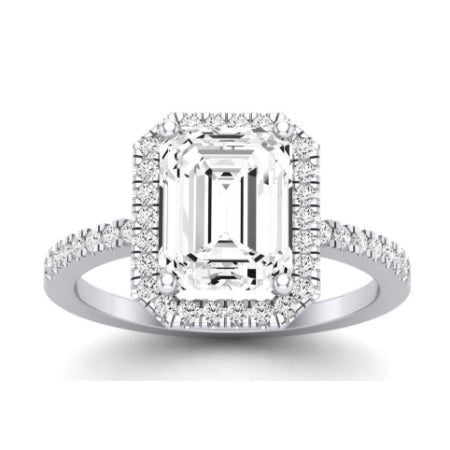 Bergenia Moissanite Matching Band Only (does Not Include Engagement Ring ) For Ring With Emerald Center whitegold